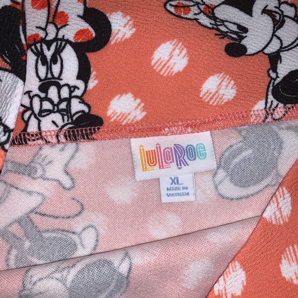 🌻 LuLaRoe Disney Minnie Mouse Skirt Pink white XL X large polka dot 12 to 14 - Picture 3 of 7